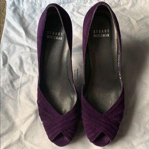 Suede Peep Toe Pumps